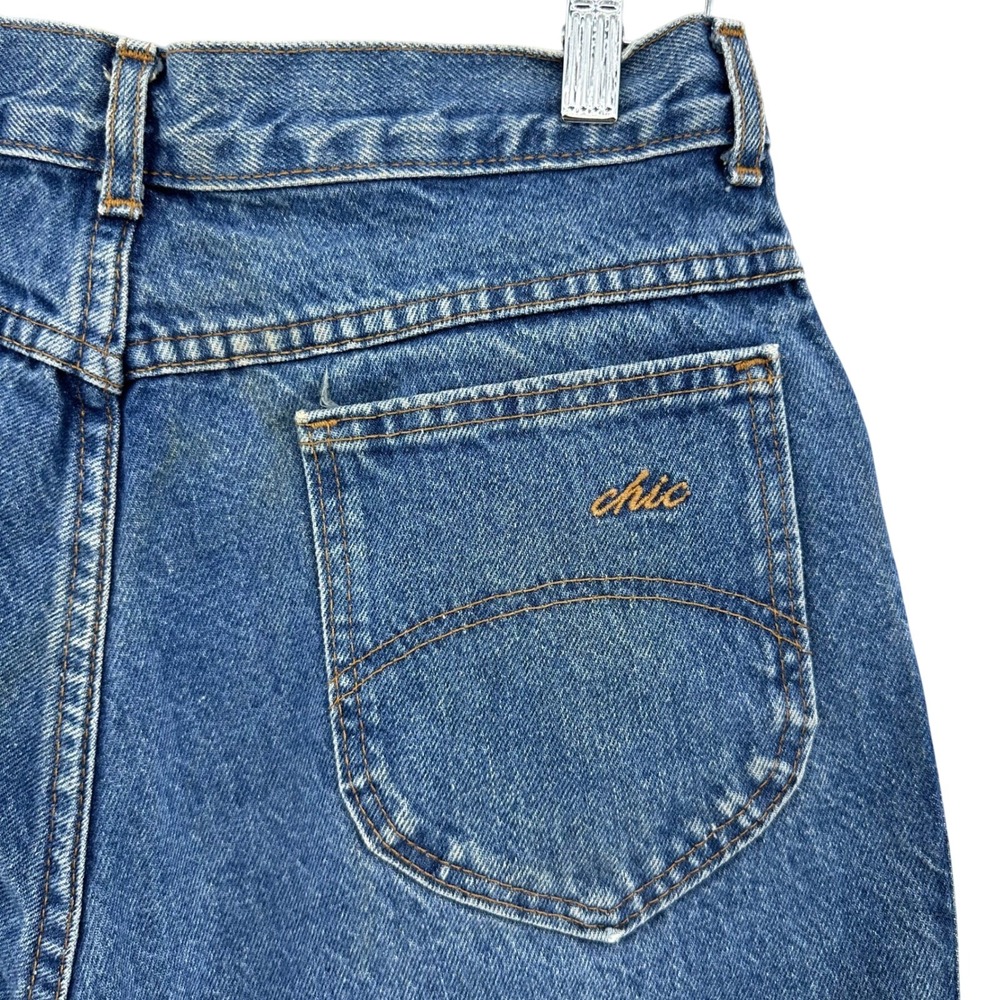 VTG Chic Blue Denim High Waist Mom Jeans SZ 14P 29x27 Wide Thigh 1990s‎ Momcore